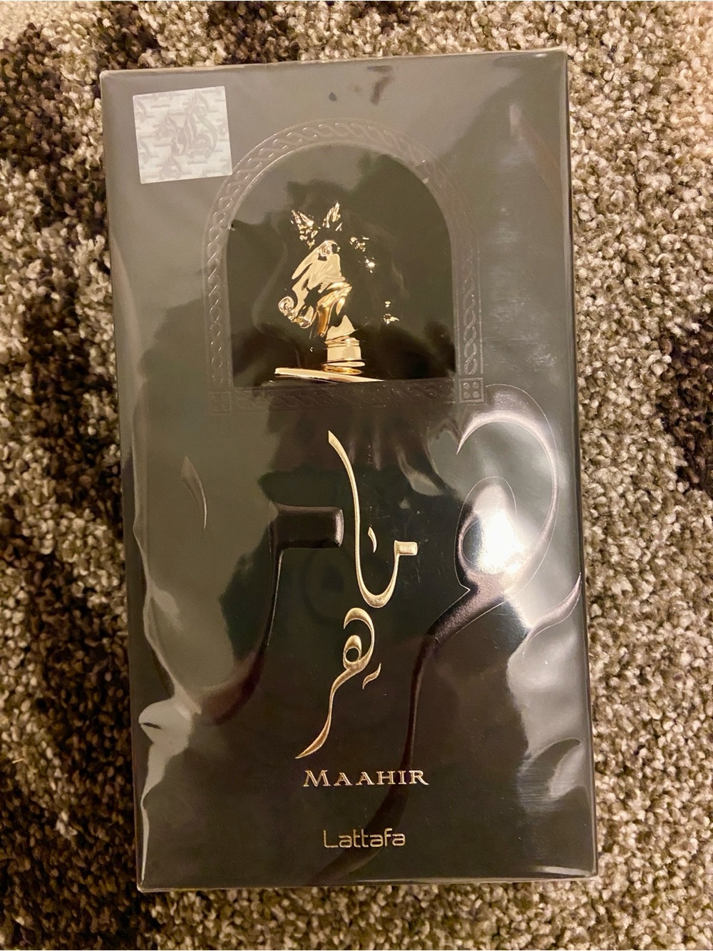 New horse lattafa maahir cologne bottle art